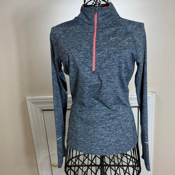 Nike Gray Heather Quarter-Zip Pullover with Coral Zipper - Picture 3 of 11